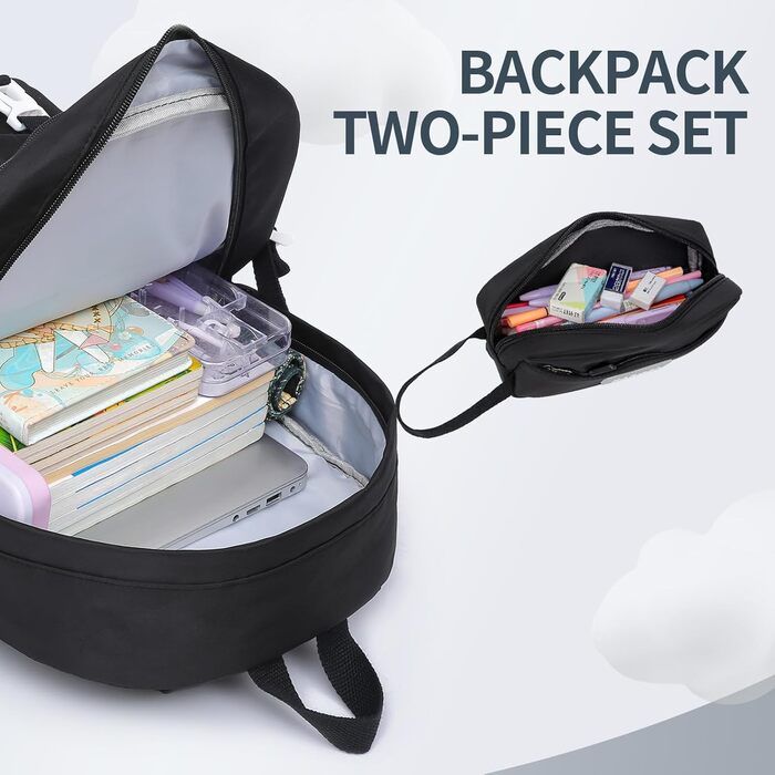 Дитячий рюкзак для підлітка: для школи, ноутбука, подорожей (17 дюймів, чорний)