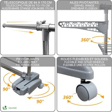 Сушарка для білизни VOUNOT Turm - турнічна сушарка з нержавіючої сталі, 23м довжини, 3 рівні