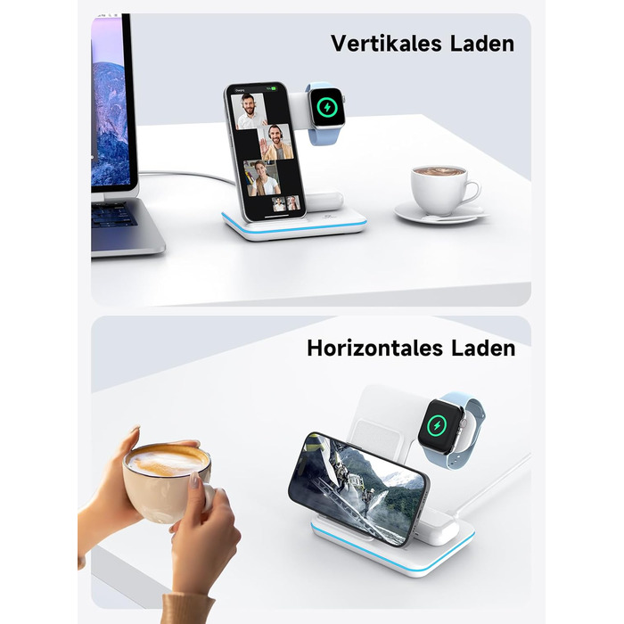 Бездротова зарядка 3-в-1 для Apple iPhone, Apple Watch та AirPods (біла)