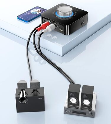 Bluetooth 5.0 Аудіоприймач: Stereo Receiver з LED дисплеєм, Aux/RCA виходи для TV, колонки, комп'ютер