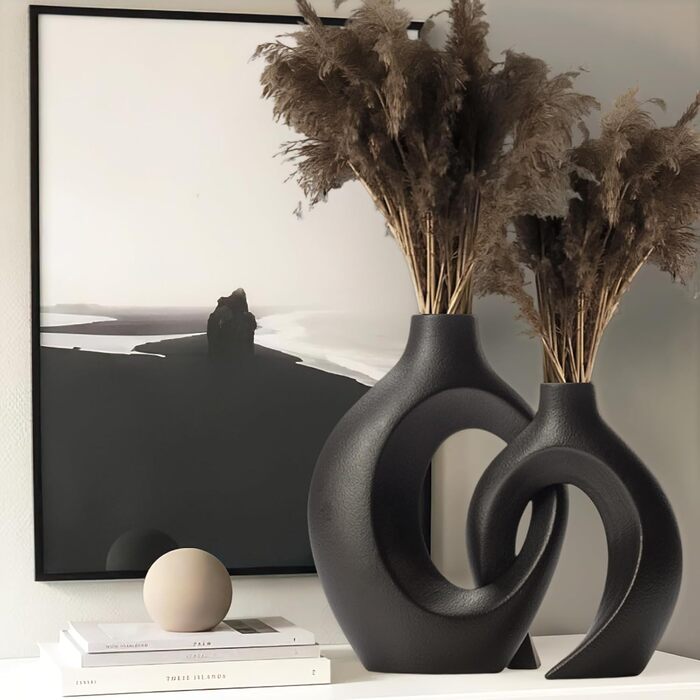 Керамічна ваза для сухоцвітів та декор, білий колір, сучасний дизайн, скандинавський стиль