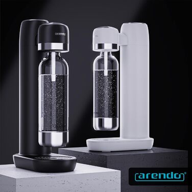 Arendo Soda Maker: Газова вода вдома - содовий напій, пляшка 1000 мл, BPA free, сумісний з CO2 балонами 60 л, чорний