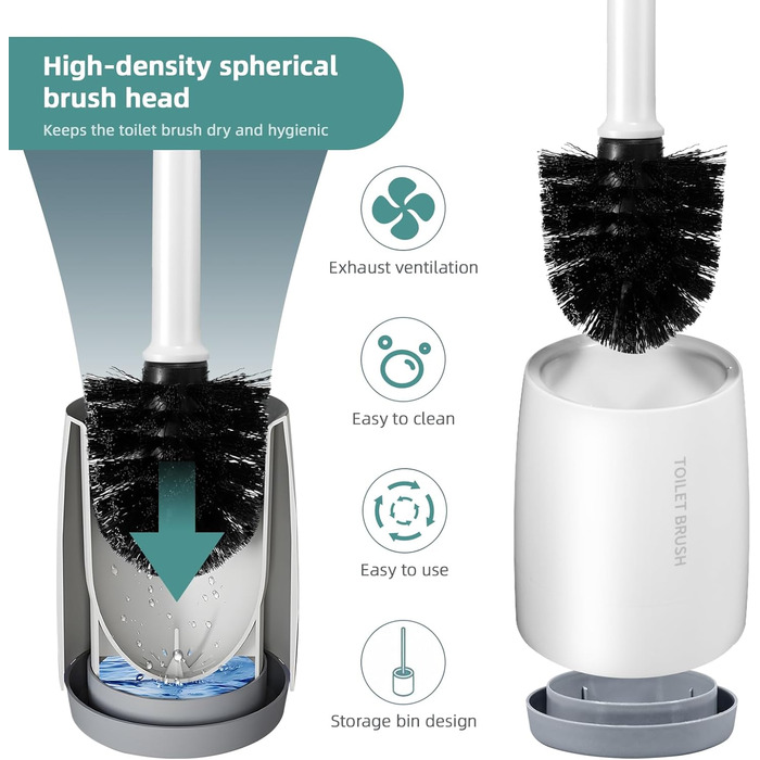 Набір для туалету Carehabi: щітка для унітазу з підставкою, білий | Комплект для ванної кімнати