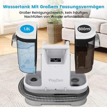 Апарат для чищення м'яких меблів та килимів: волого-пилосос, 450W, з щіткою для шерсті тварин. Підходить для диванів, килимів, автосидінь та сходів (біло-сірий)