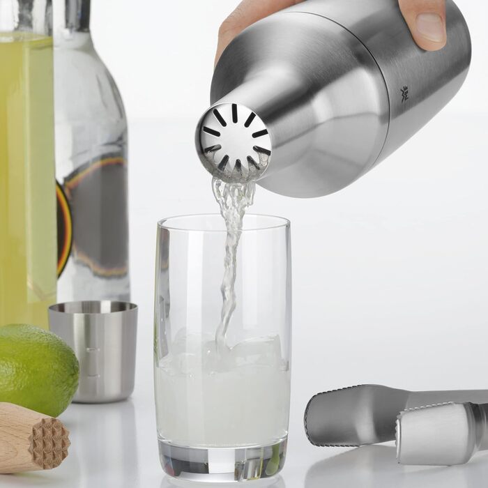 WMF Matryoshka Cocktail Set, 5-Piece, Bar Set with Stainless Steel Cocktail Shaker (700ml), Jigger, Cocktail Strainer, Ice Tongs, and Muddler, Nesting