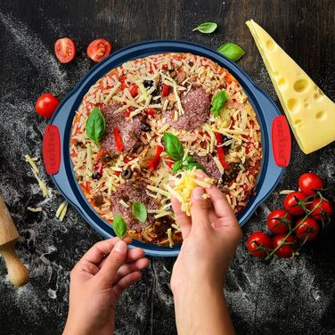 Набір форм для випічки Nutrichef 10 шт. з антипригарним покриттям – для випічки солодкого (печиво) та солоного (піца) – з вуглецевої сталі, без PFOA та PTFE, з силіконовими ручками (круглі/квадратні)