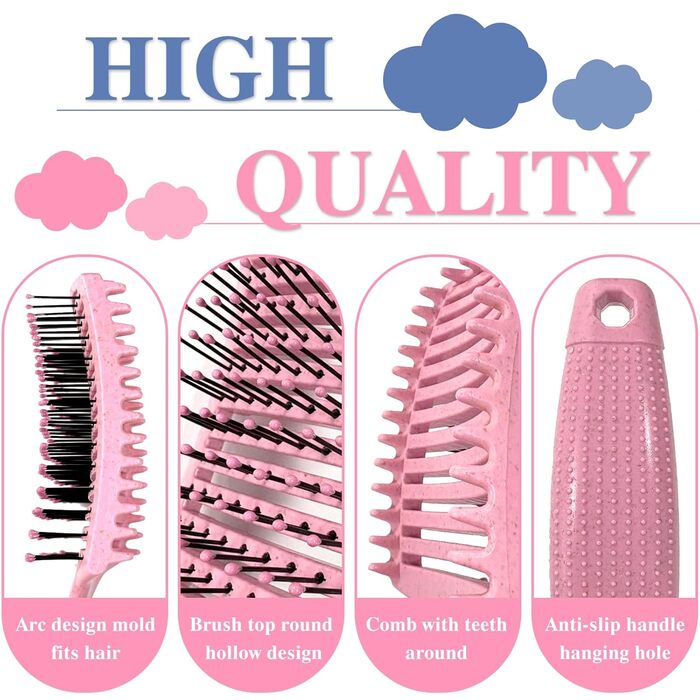 Щітка для кучерявого волосся: формування та визначення кучерявок (рожева)