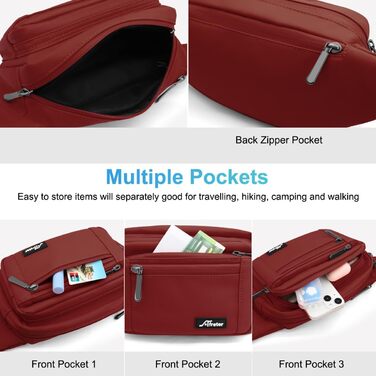 Чоловіча/Жіноча поясна сумка на пояс, водонепроникна, з тримачем для пляшки, для туризму, прогулянок з собакою, активного відпочинку (A-темно-червоний)