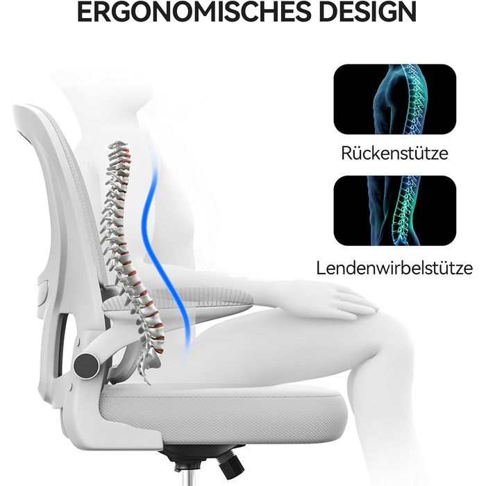 Офісний стіл Naspaulro: ергономічне крісло з регульованою підголівником, підлокітниками та підтримкою попереку. Динамічний поворотний стіл з дихаючою сіткою для дому та офісу (Сірий 2, без підголівника)