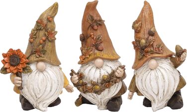 Valery Madelyn 3rd Autumn Decoration Figures, Resin Gnomes Garden Decor, 14cm Garden Gnomes for Autumn Decor Outdoors, Table Decor for House Indoors, Fall Decor Gift Thanksgiving (L)