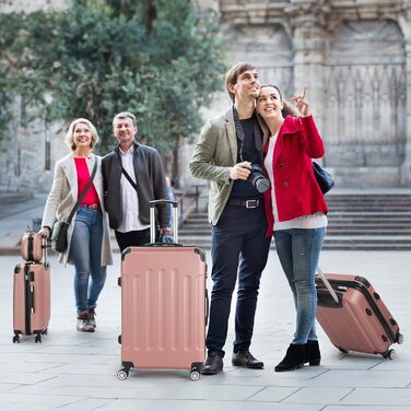 Набір валіз LALAHO 4 шт. з косметичками, рожеве золото, ABS, для подорожей