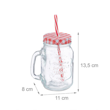 Relaxdays Set of 4 Colorful Drinking Glasses with Lids