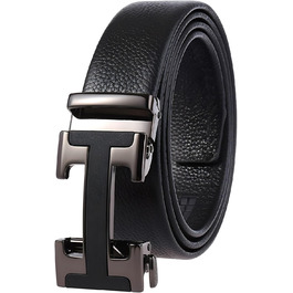 Чоловічий шкіряний ремінь з пряжкою Ratschengürtel, преміум якість, регульований, чорний, 124.5 см