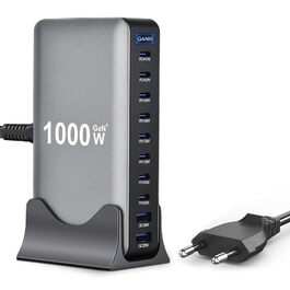 Зарядний пристрій USB-C GaN III 1000W 10-в-1 PD140W/100W QC20W для MacBook, iPad, iPhone, HP, Samsung Galaxy та ін.