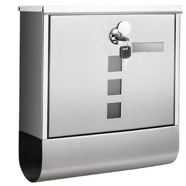 Поштова скринька SONGMICS з замком, оглядовим вікном та відділенням для газет, сіра (GMB20AG) - 10x30.8x33.8 см