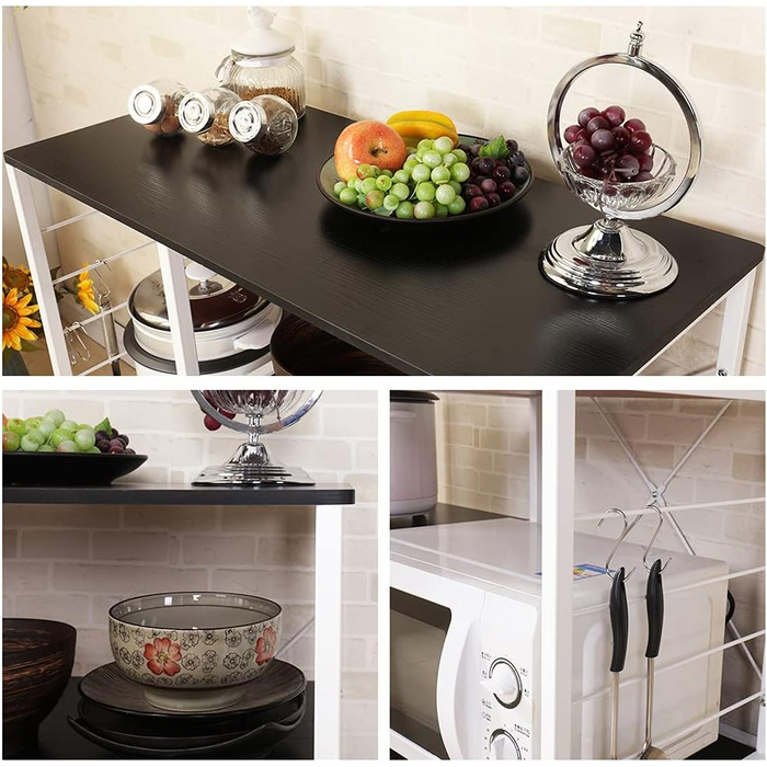 Стійка для мікрохвильової печі та кухонні полиці Soges 3 яруси, чорний (171-BK)