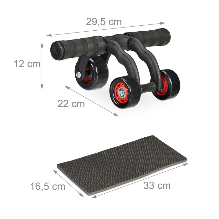 Relaxdays Ab Roller 3 Wheels with Knee Pad