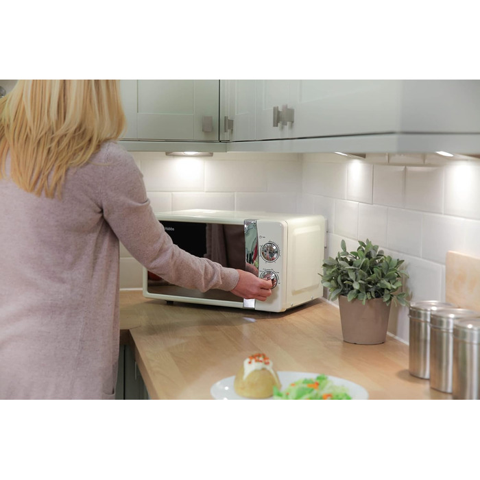 Мікрохвильова піч Russell Hobbs RHMM701C, 17 л, 700 Вт, кремовий колір, 5 рівнів потужності, таймер, функція розморожування