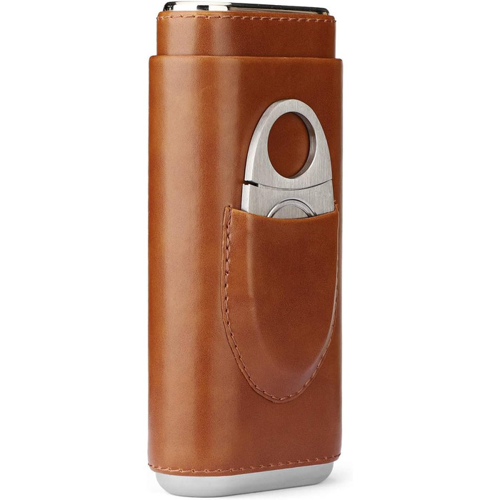 Набір 3 коричневих шкіряних скриньок для сигар з кедровою підкладкою, вологомір, сигарний гуморидор, тримач для сигар, ножик для сигар з нержавіючої сталі