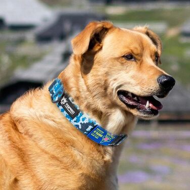 Нашийник для собак TSPRO Premium тактичний, великий, з металевою застібкою, камуфляжний синій, L (47-63.5 см)