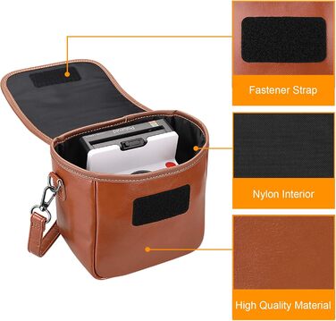 Чохол Fintie для камери миттєвого друку Polaroid Now/Now+ Gen 2 I-Type, Polaroid Originals OneStep+/Onestep 2, з тканини, з регульованим ремінцем та внутрішньою кишенею (Коричневий)