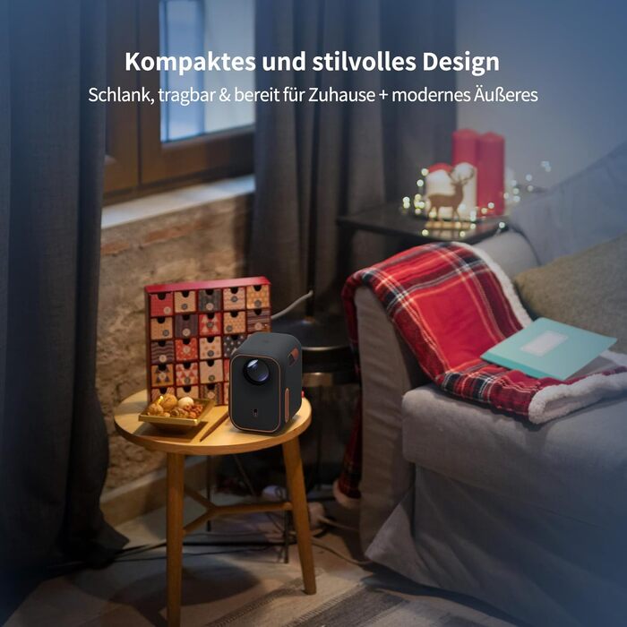 WEMAX Mini проєктор 4K з Netflix та Google TV, портативний, Dolby Audio, WiFi, Bluetooth для домашнього кіно та відпочинку на природі