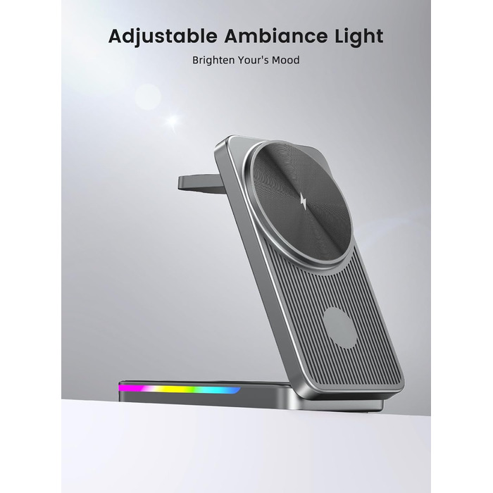 Магнітна бездротова зарядка 3-в-1 для Samsung Galaxy S26 Ultra, S25, Z Fold 7, Z Flip 7, Galaxy Watch Ultra/8/7/6 та Buds Pro 3 (Сірий)