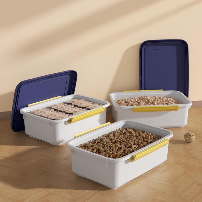 Cetomo Airtight Dog Food Container with Wheels - 10L & 32L Capacity - White