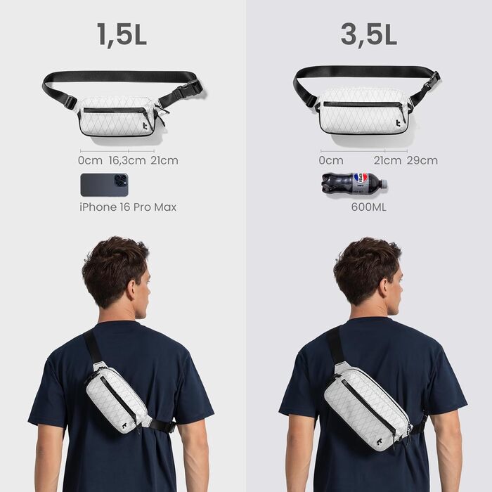 tomtoc Сумка на плече Sling Bag 3.5L з RFID-захистом - водонепроникна, для Switch, iPad mini, EDC, подорожі | X-pac White