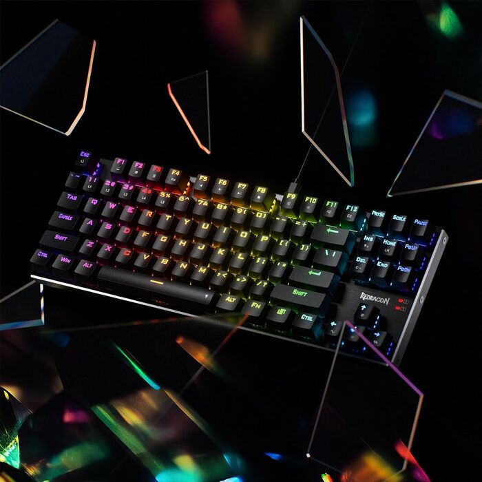 Redragon K660 RGB-механічна клавіатура для геймінгу, TKL, 87 клавіш, з підсвічуванням, підключення через кабель, алюмінієва база, тихі червоні перемикачі