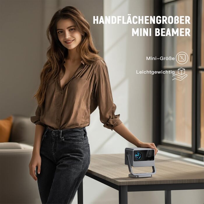 Портативний проєктор Smart Mini Beamer A-20000L з автофокусом, корекцією трапеції, WiFi6, Bluetooth, 4K, 1080P, 20000 Люмен для дому та на вулицю
