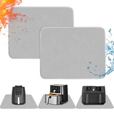 Термостійкий килимок під фритюрницю 2 шт. 40 x 45 см, 1 мм - захист від нагріву, для кухонних стільниць, масло- та водовідштовхувальний, легко миється (сірий, 40x60x0.1 см)
