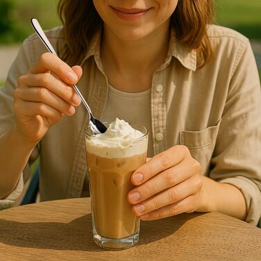 Набір з 12 ложок для напоїв з нержавіючої сталі COM-FOUR® - ложки для лате макіато, коктейлі, десерти (20-20.5 см)