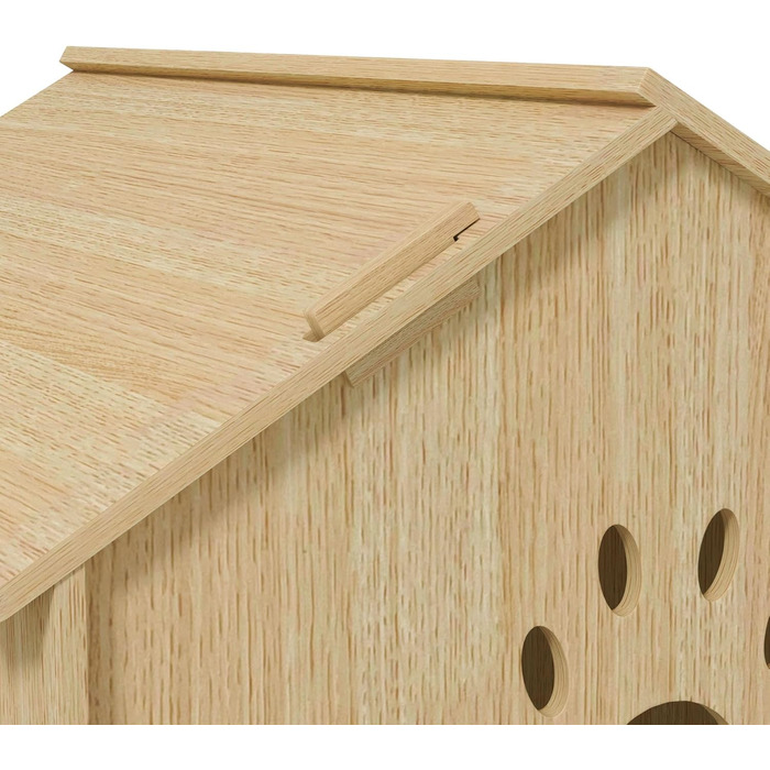 PawHut Indoor Pet House with Window - Wooden Dog & Cat Bed, No-Screw Assembly, Small Pets Up to 4kg, Oak Finish