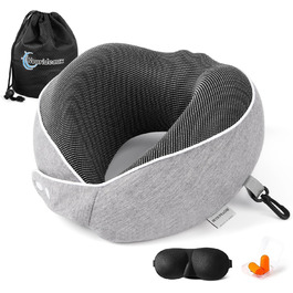 Подушка для шиї в дорозі: зручна подушка-шия для подорожей літаком, автомобілем та потягом (сіра)
