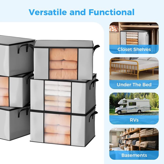 Контейнер для зберігання одягу та взуття Oak & Tea 90L з прозорим віконцем, водонепроникний, 60x43x35 см