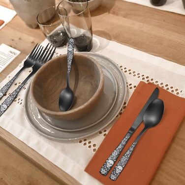 Набір столових приборів XIAOYU з дизайном черепа, готичний, з нержавіючої сталі на 4 особи (20 предметів) - для Хеллоуїну