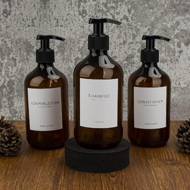 3 диспенсер для мила об'ємом 500 мл з кріпленням на стіну, пластик, для ванної кімнати, з етикетками