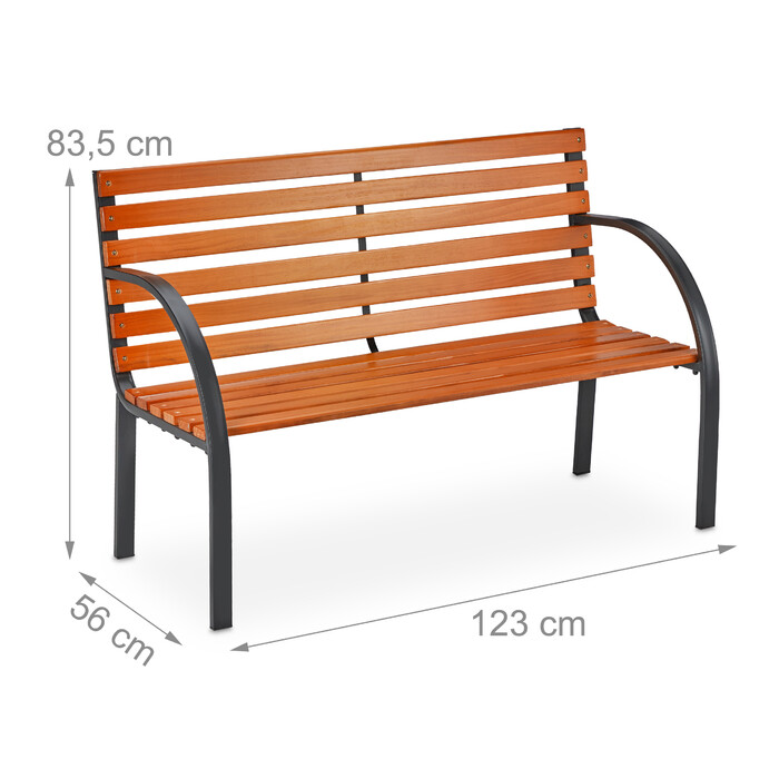 Relaxdays Garden Bench Wood & Metal