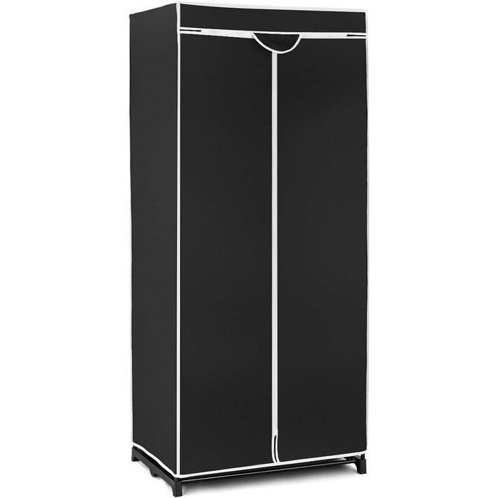 GIANTEX Wardrobe Clothes Closet with Clothes Rod & Shelf, Folding Closet 74 x 50 x 172 cm, Clothes Rack Metal Frame with Dust Cover, for Bedroom Dressing Room (Black)