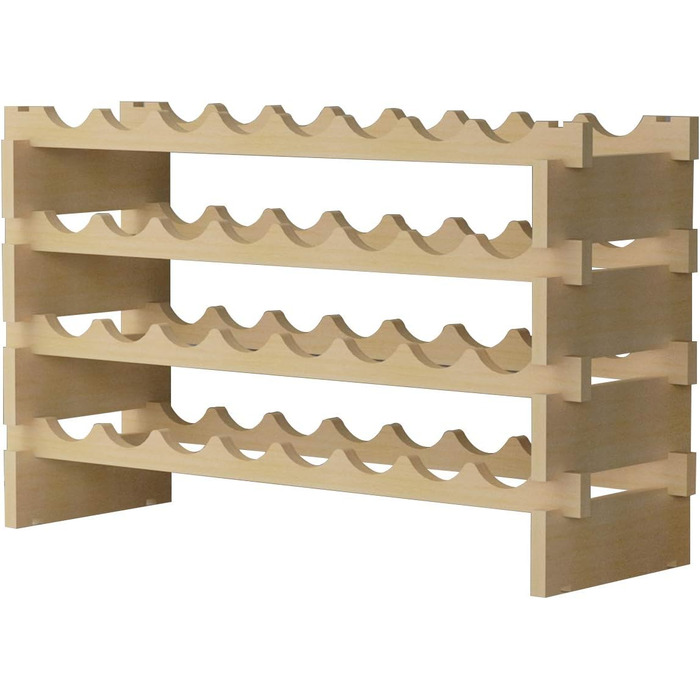DlandHome Wine Rack Wood Stackable Wine Racks made of Wood with 4 Levels for 32 Bottles wine rack wood bottle rack for Bar, Kitchen, Dining Room 90x30x54cm