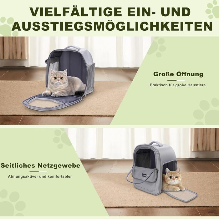 Рюкзак для кота/собаки до 7 кг, дихаючий, з сіткою та страхувальним ремінцем – водонепроникний оксфорд, для подорожей, ветеринара (сірий)