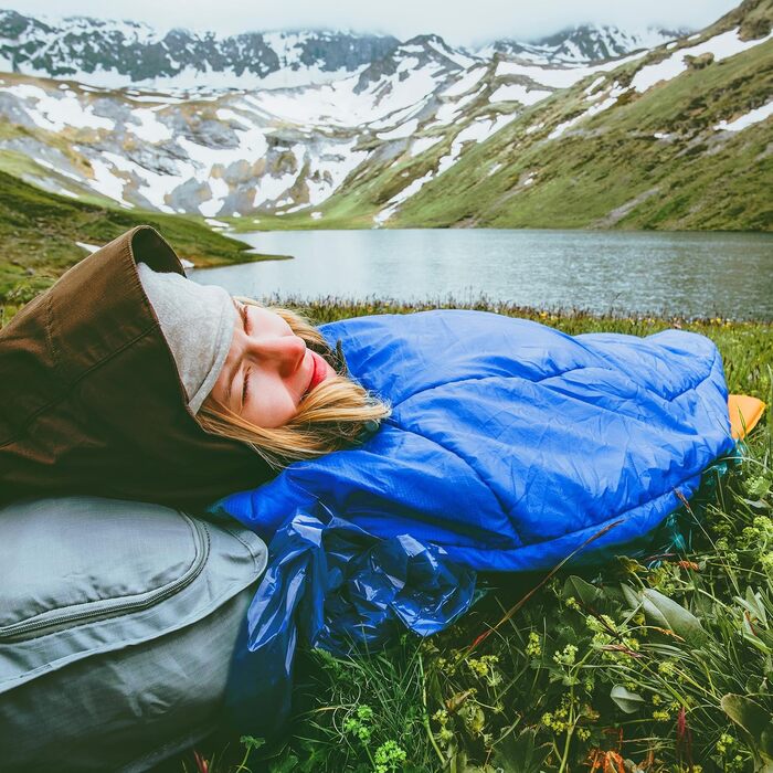 Сплячий мішок Rectoo: водовідштовхуючий, для кемпінгу та подорожей, 200x73 см, блакитний