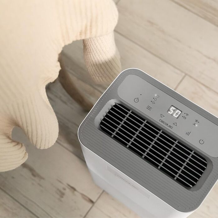 Зволожувач повітря Cecotec BigDry Series 2000: 750 мл/день, резервуар 0.6-2 л, 2 швидкості, 2 режими, площа до 25 м², функція очищення. (2000 Essential) Білий