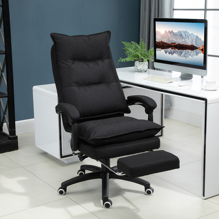 Vinsetto Office Chair with Massage Function, Ergonomic Desk Chair with Recline and Swivel Features, and Footrest, Black