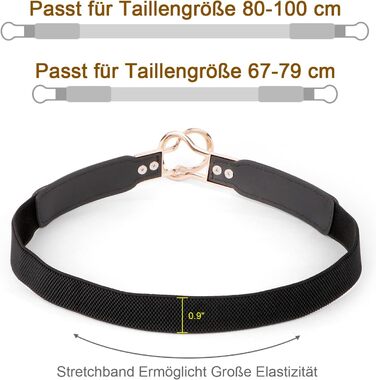 Жіночий еластичний пояс WERFORU (4 шт.) - чорний, коричневий, білий, бежевий - для талії 95-108 см, з золотою пряжкою