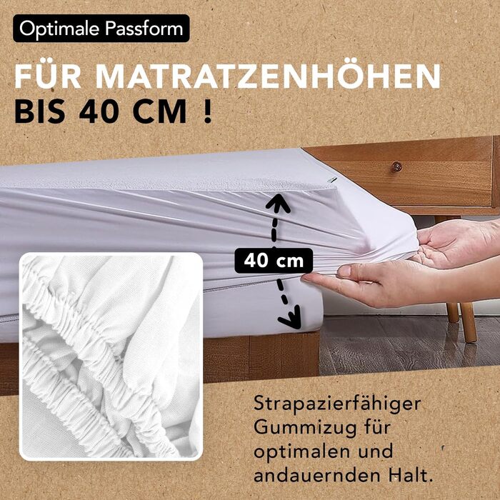 Mattress Protector 180 x 200 cm | Mattress Topper | Waterproof & Silent | Hypoallergenic & Absorbent Cotton | Anti-Mite | All-Around 40 cm | Oeko-TEX | Ôhm