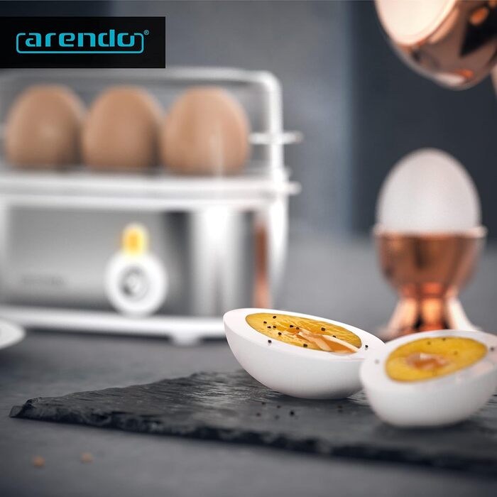 Електричний яйцевар Arendo Threecook з нержавіючої сталі - 1-3 яйця, регулювання ступеня готовності, безпечний, BPA-free