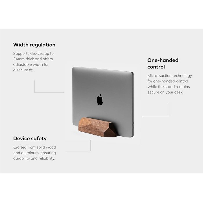 Oakwood Adjustable Wooden Laptop Stand - Desk Dock for MacBook Pro, MacBook Air, iPad - Walnut & Oak Wood, Handmade