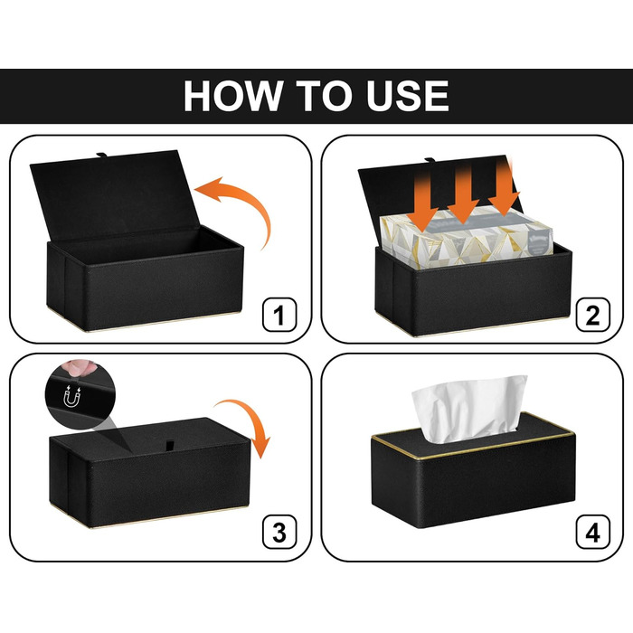 Скляна коробка для серветок квадратна, шкіряна, чорна перламутр - органайзер для ванної, спальні, кухні, офісу